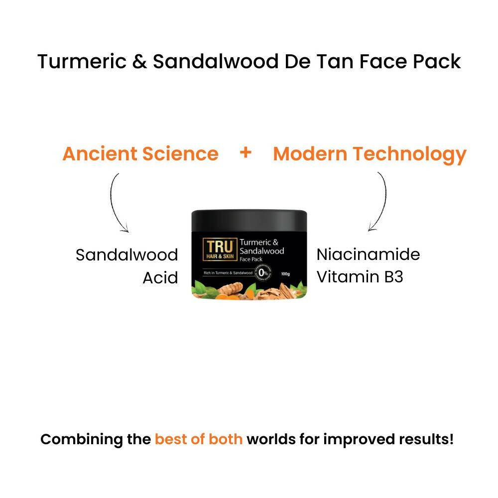 Tru Hair & Skin Turmeric & Sandalwood De-Tan Face Pack - Distacart
