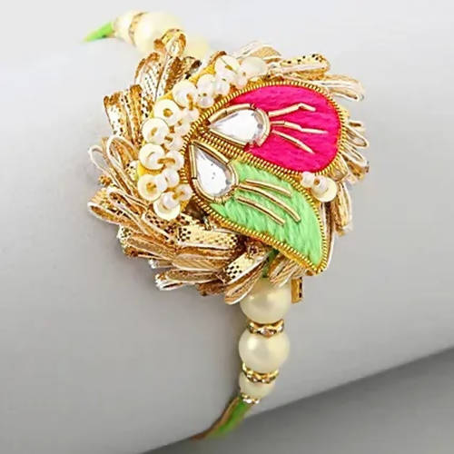 Ethnic Zardosi Rakhi & Almond Treat Chocolate - Distacart