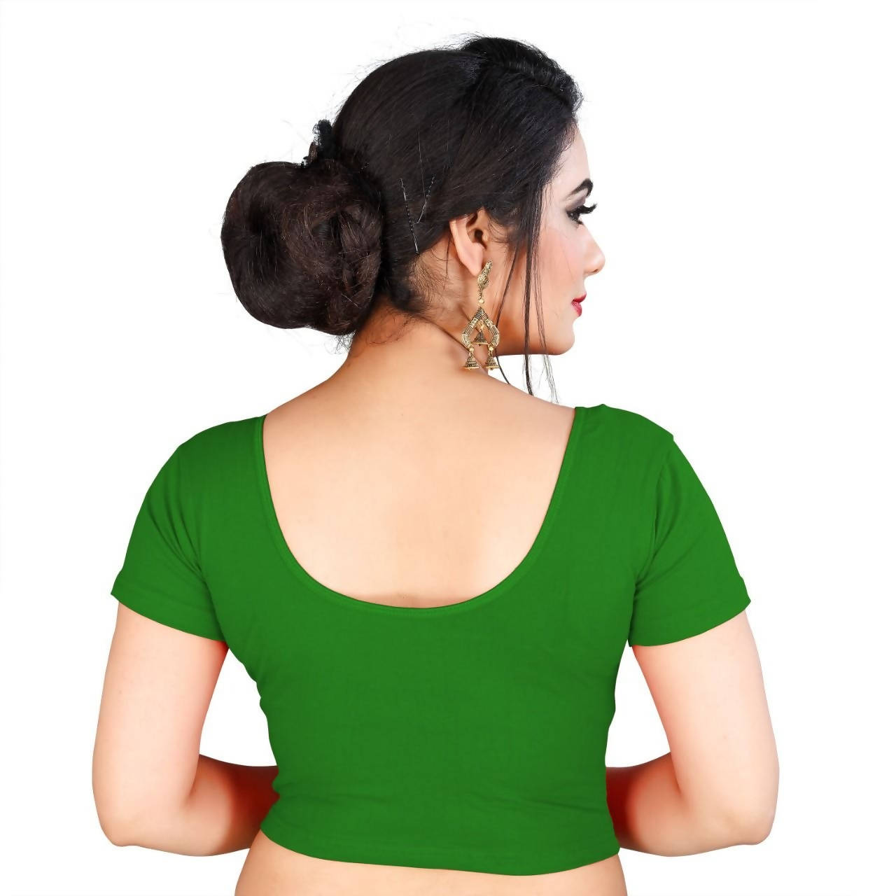 Vamika Green Lycra Plain Blouse - Distacart