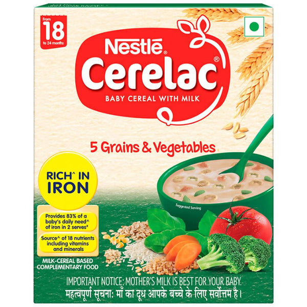 Nestle Cerelac Baby Cereal with Milk, 5 Grains & Vegetables – from 18 to 24 Month