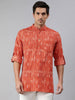 Janasya Men Orange & White Striped Kurta - Distacart