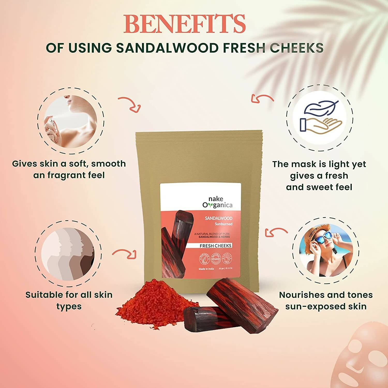 Nake Organica Sandalwood Fresh Cheeks Face Mask - Distacart