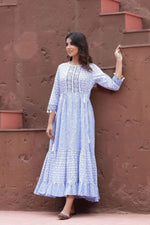 Thumbnail for Yufta Blue Printed Dress