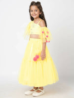 Thumbnail for Lil Drama Girls Choli With Ghaghra Set - Yellow - Distacart