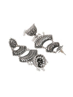 Thumbnail for NVR Women Silver Toned Contemporary Jhumka Earrings - Distacart