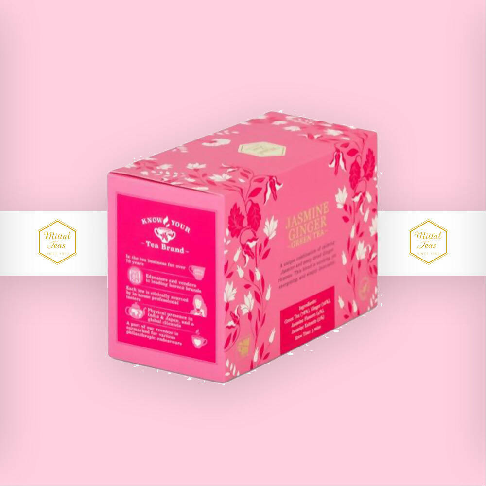 Mittal Teas Jasmine Ginger Green Tea - Eco Friendly Bags - Distacart