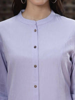 Thumbnail for Juniper Women`s Lilac Cotton Flex Solid A-Line Kurta - Distacart