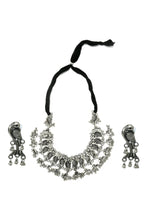 Thumbnail for Mominos Fashion Johar Kamal Oxidised Silver-Plated Brass Finish Peacock Choker For Women (Silver) - Distacart