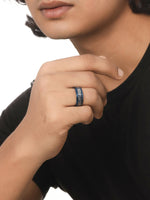 Thumbnail for NVR Men's Rhodium-Plated Finger Ring - Distacart