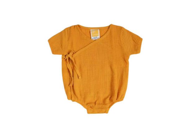 Sunshine Baby Cute Organic Muslin Cotton Kimono Rompers For Babies - Yellow - Distacart