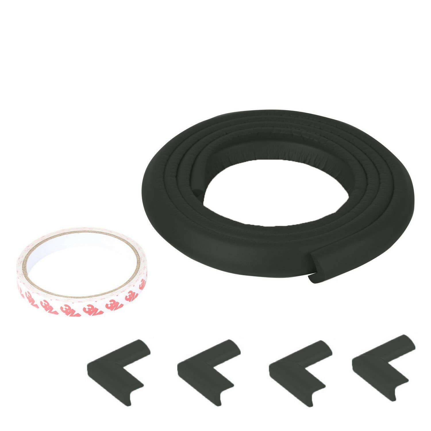 Safe-O-Kid Unique High Density L-Shaped 2 Mtr Long 4 Large Edge Guard With 16 Corner Cushions - Black - Distacart