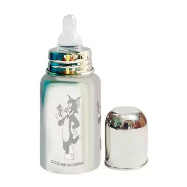 Goodmunchkins Stainless Steel Feeding Rustfree Bottle with 2 Anti Colic Silicone Nipple For Kids 300ml - Distacart