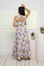 Thumbnail for Myshka Women Multi-Floral Rayon A-Line Round Neck Dress - Distacart