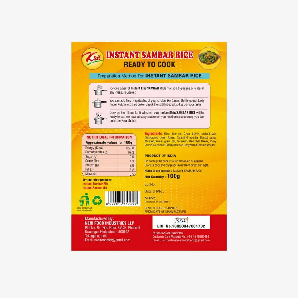 Kris Instant Sambar Rice - Distacart