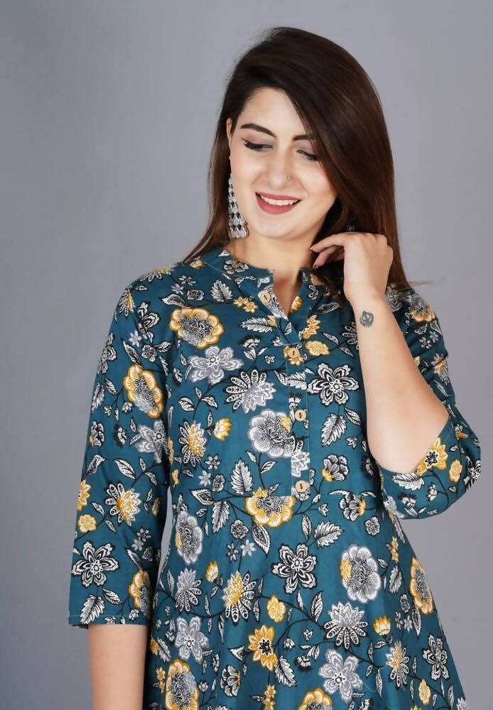 Vamika Cotton Sea Green Party Wear Kurti