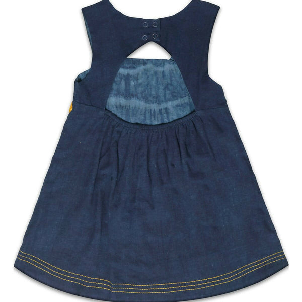 Mhyssa Blue Square Neck Sleeveless Frock - Distacart