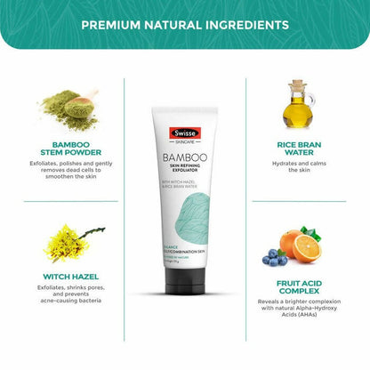Swisse Skincare Bamboo Skin Refining Exfoliator With Witch Hazel & Rice Bran Water - Distacart