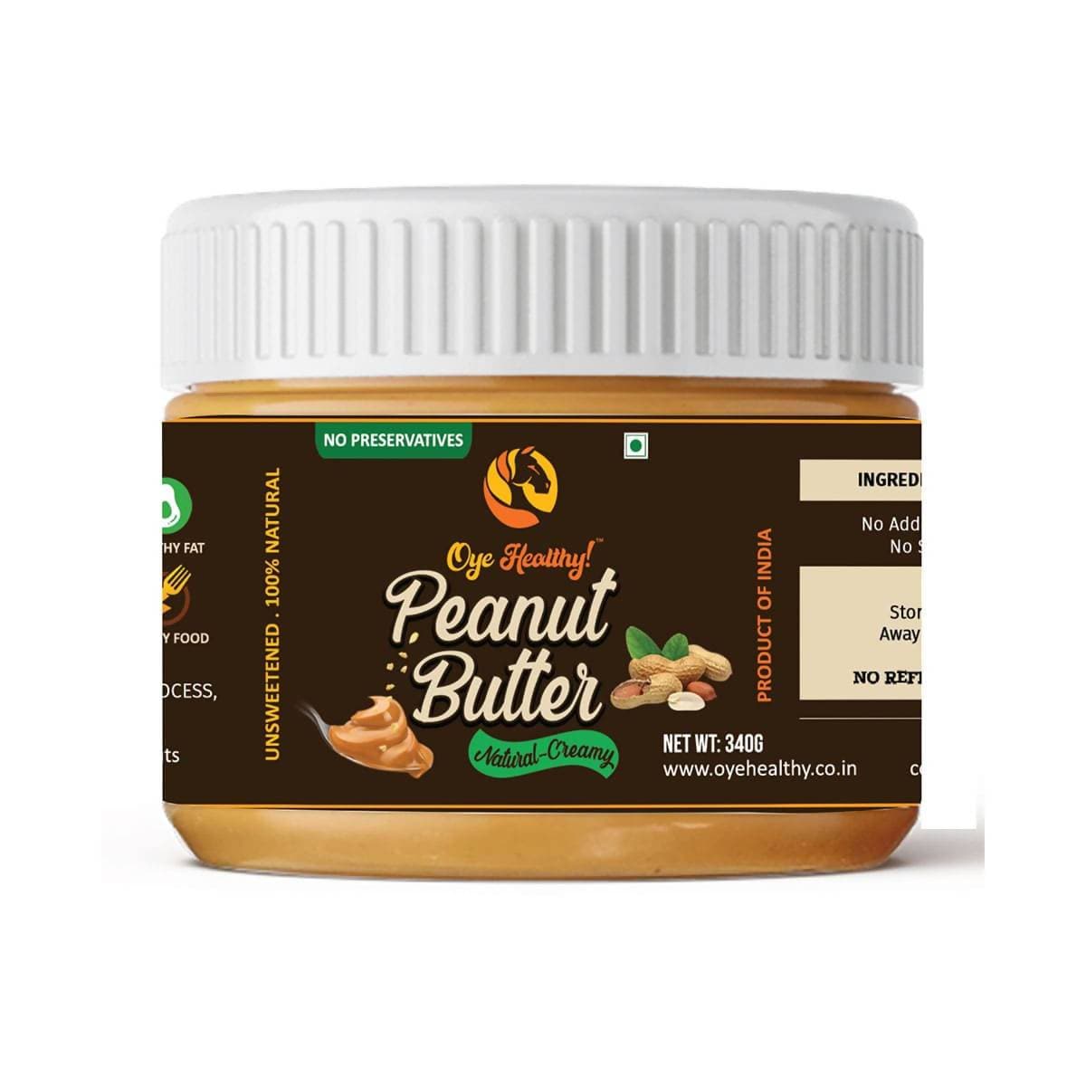 Oye Healthy! Peanut Butter Natural Creamy - Combo Pack of 2 ( 850gm + 340gm )