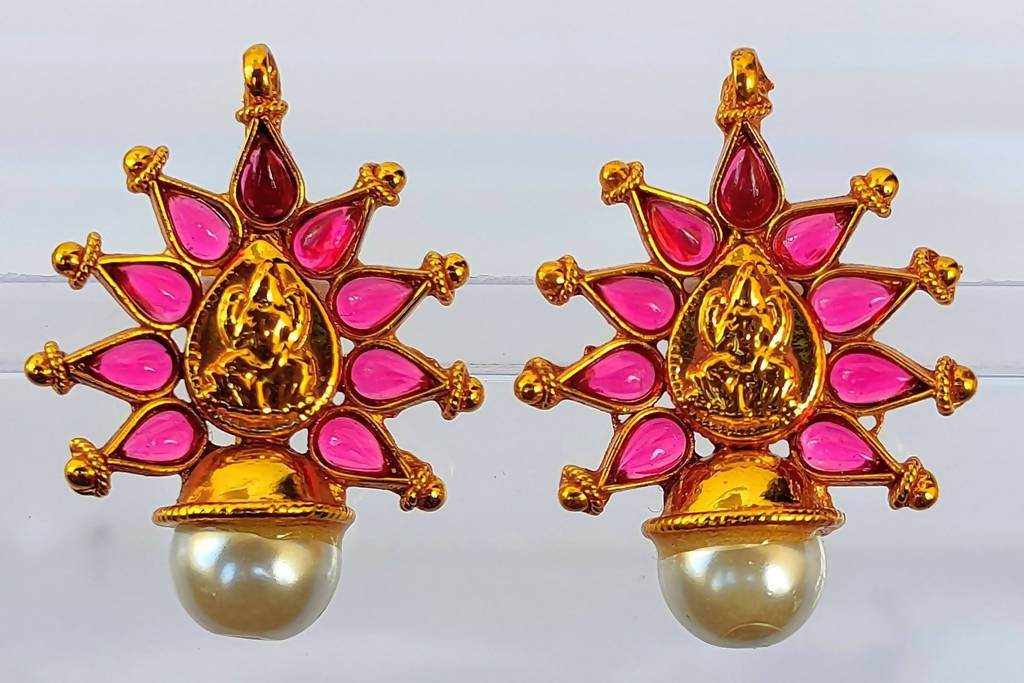 Pink Kemp Temple Earrings - Distacart