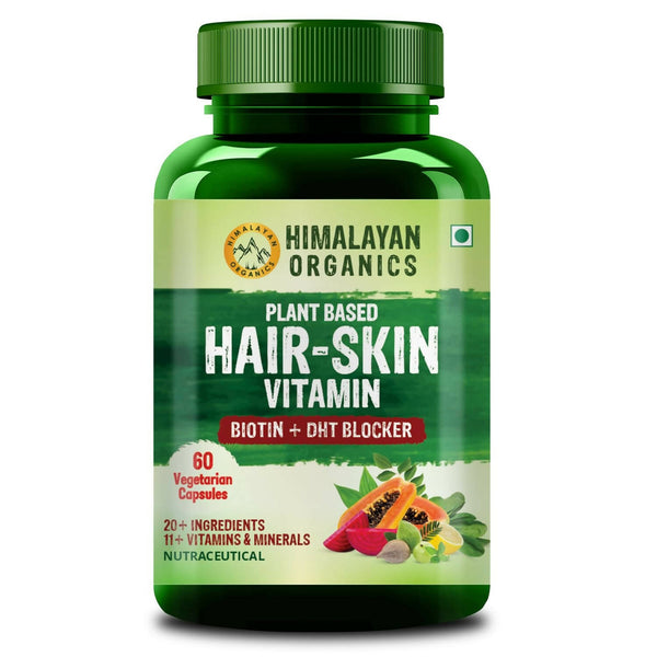 Himalayan Organics Plant Based Hair-Skin Vitamin Biotin + DHT Blocker Veg Capsules - Distacart
