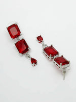 Thumbnail for NVR Women Silver Plated & Maroon Cz Stone Handcrafted Jewellery Set - Distacart