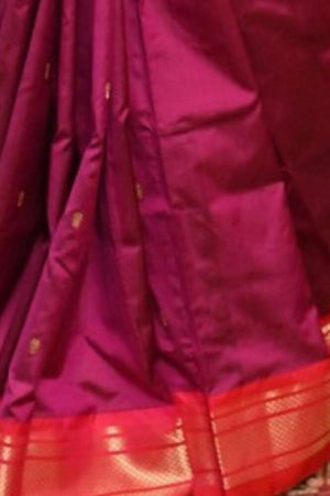 Very Much Indian Pure Silk Paithani With Most Magenta With Contrast Pink - Distacart