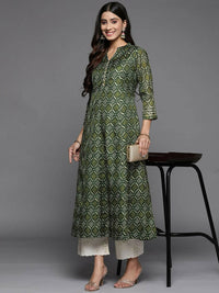 Thumbnail for Varanga Women Green Bandhani Printed Anarkali Kurta - Distacart