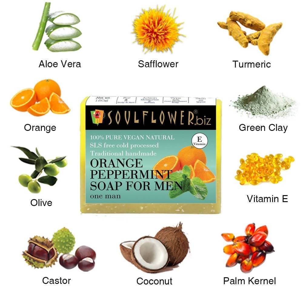 Soulflower Orange Peppermint Handmade Soap For Men - Distacart