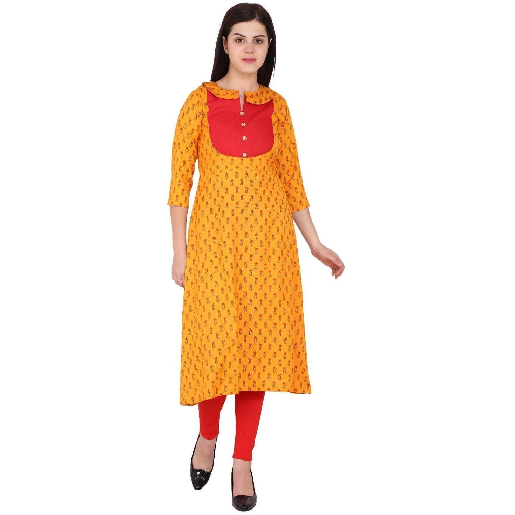 Kanoor Women's multi rayon A-line kurti