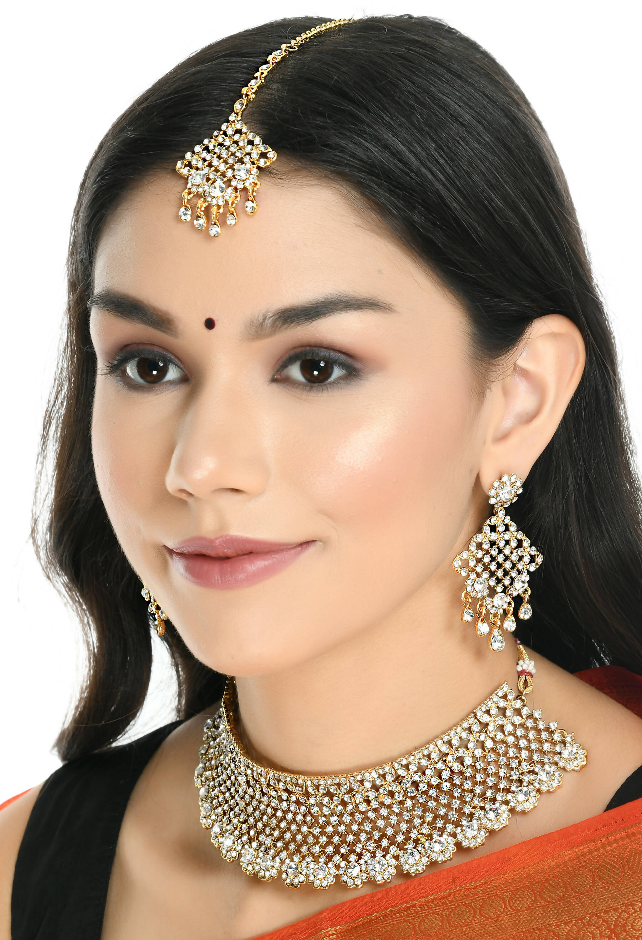 Mominos Fashion Johar Kamal Traditional Rajwadi Design Heavy Golden Colour Necklace Set - Distacart