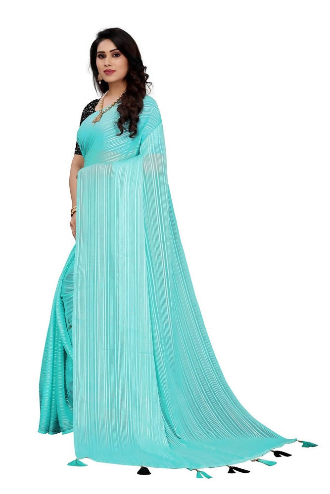 Vamika Sky Blue Georgette Seqence Saree (Riva Sky Blue)