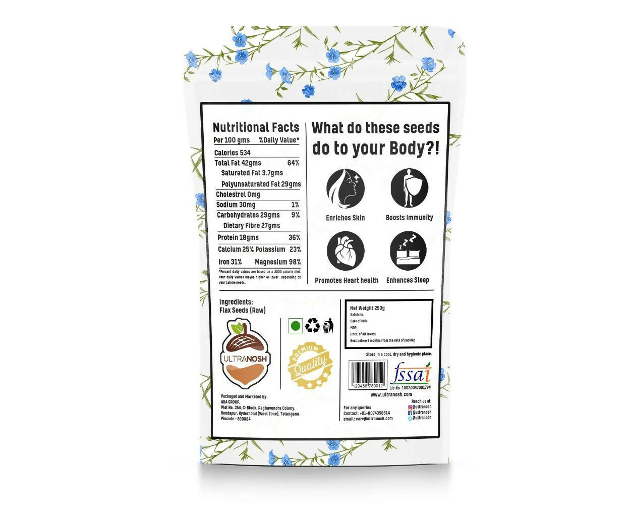 Ultranosh Premium Quality Flax Seeds - Distacart