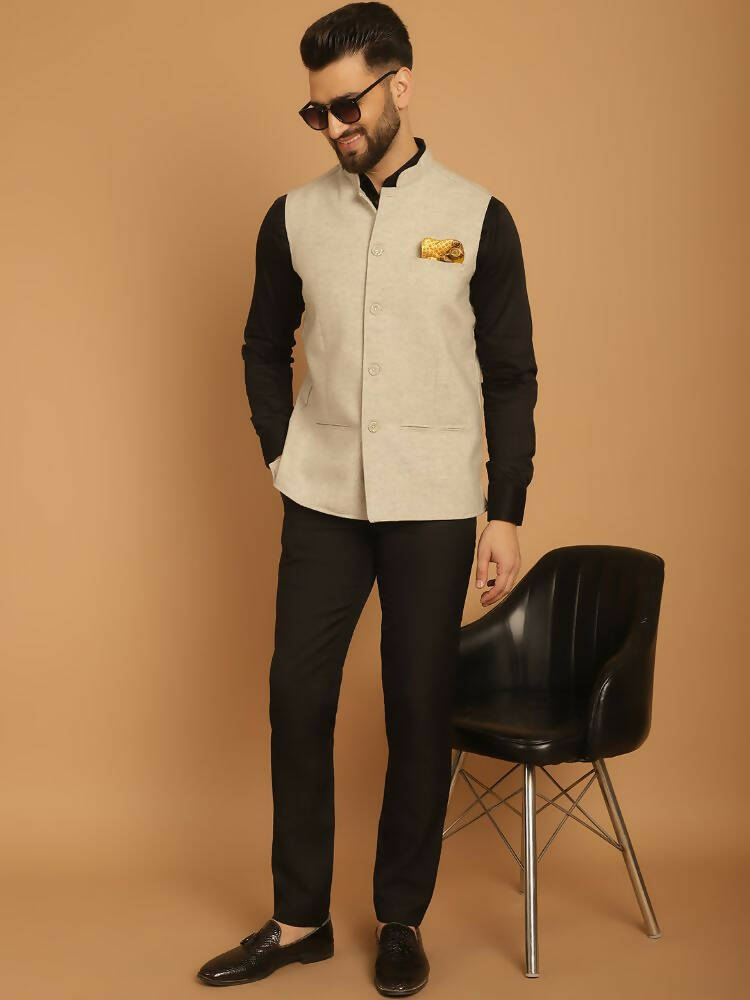 Even Apparels Pure Wool Nehru Jacket - Off White - Distacart