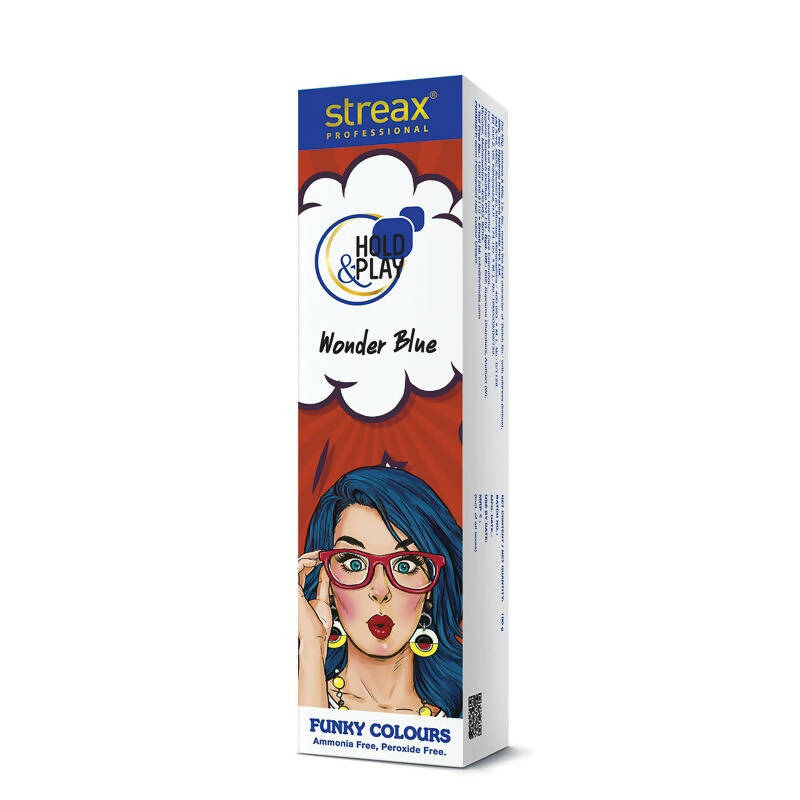 Streax Professional Hold & Play Funky Colours - Wonder Blue - Distacart