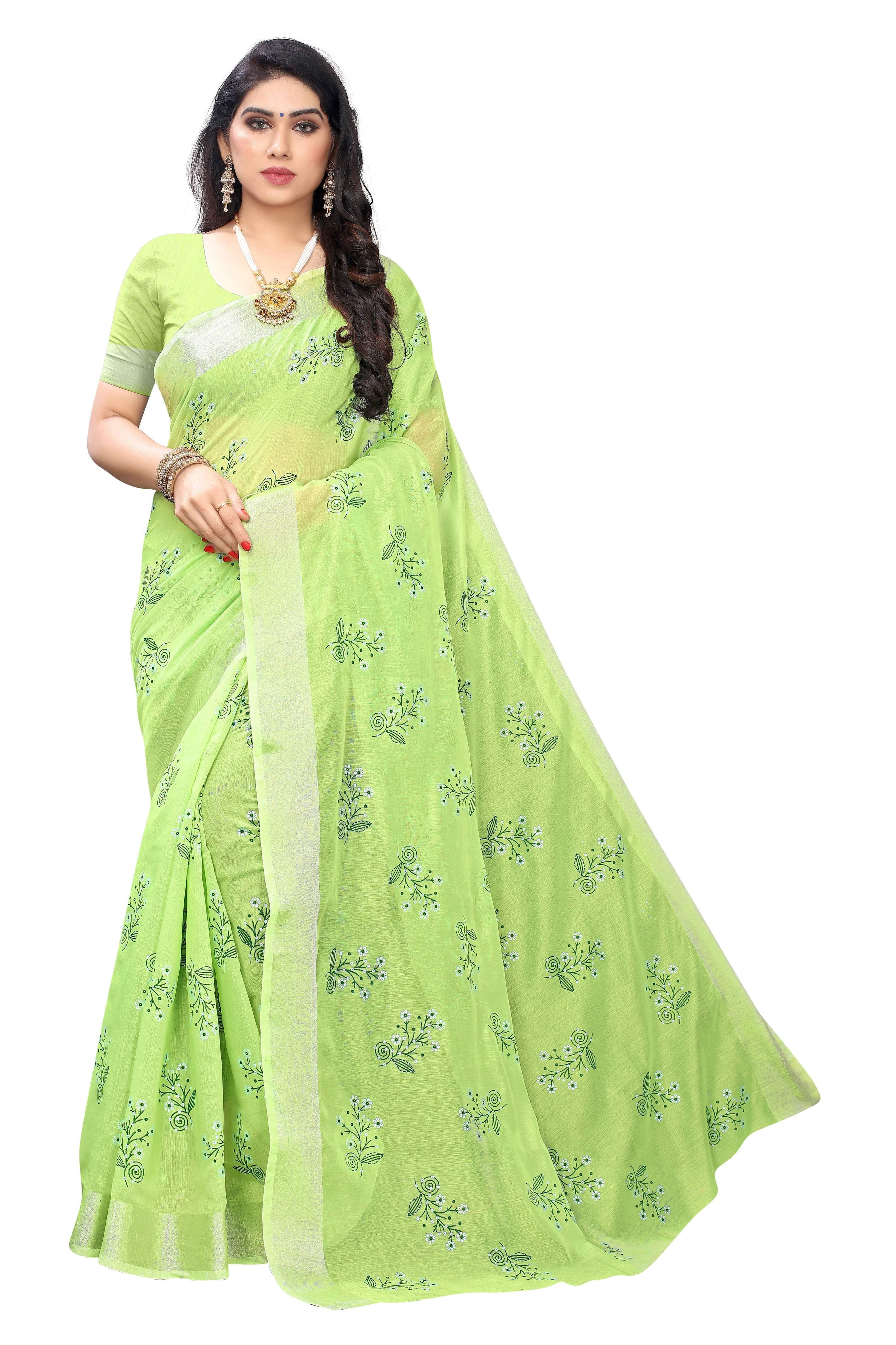 Vamika Green Chanderi Designer Saree