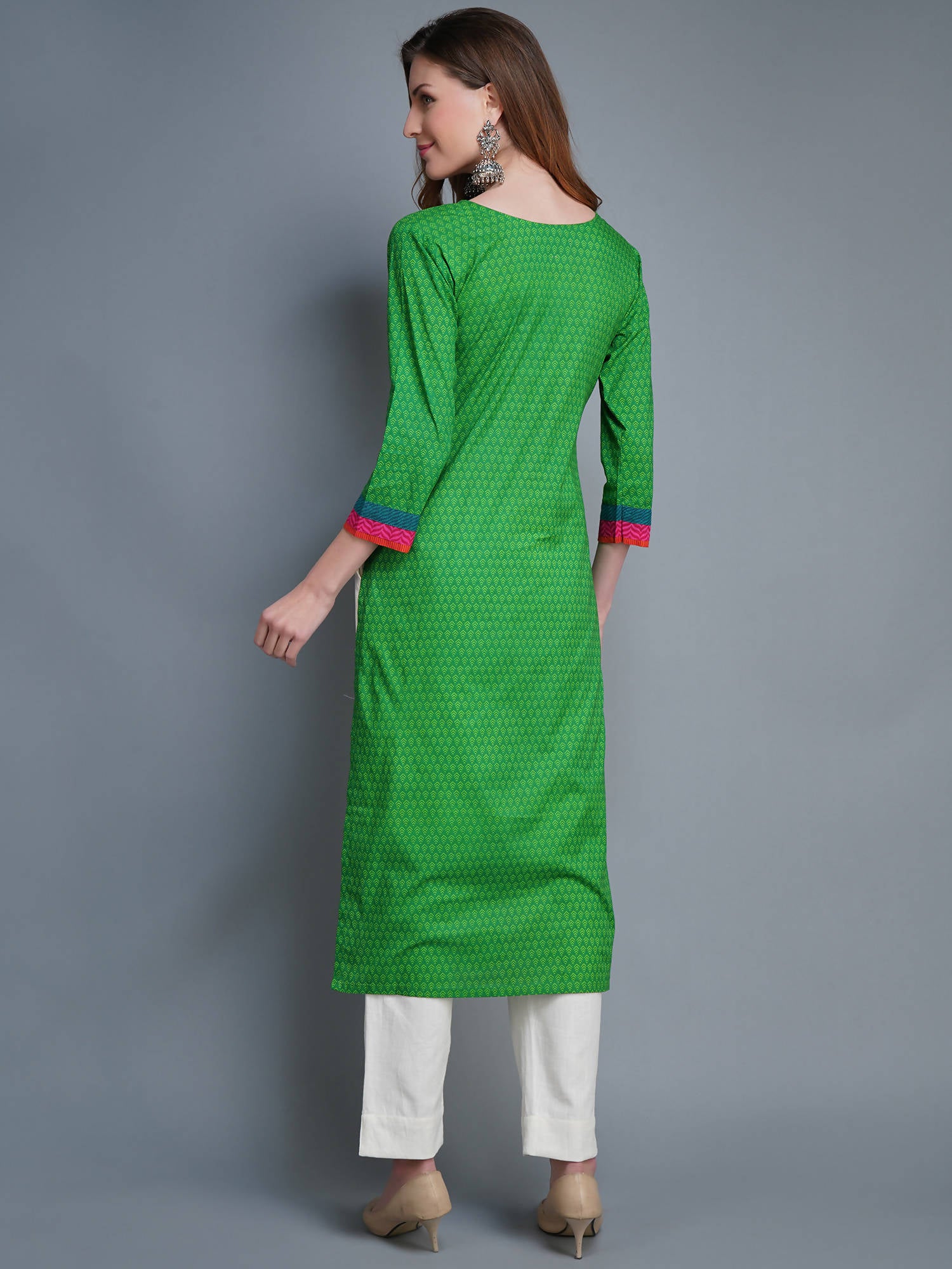 Shehnaai Bright Green Colour Printed Kurta