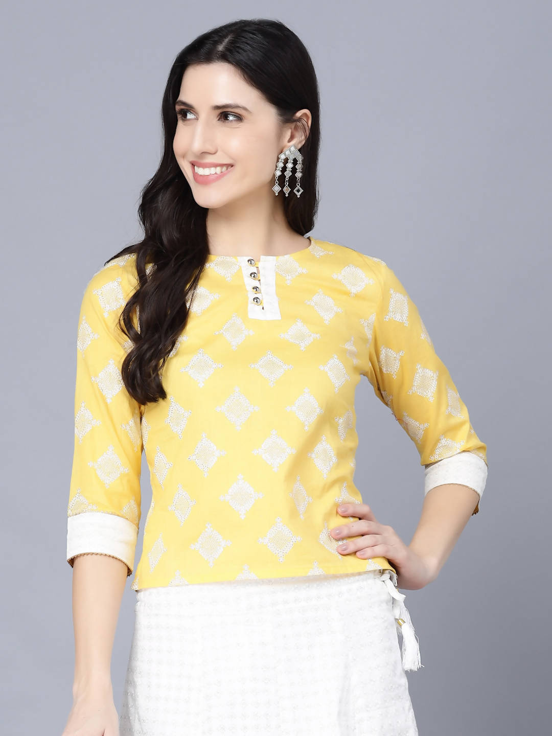 Myshka Yellow White Printed Ready to Wear Lehenga - Distacart