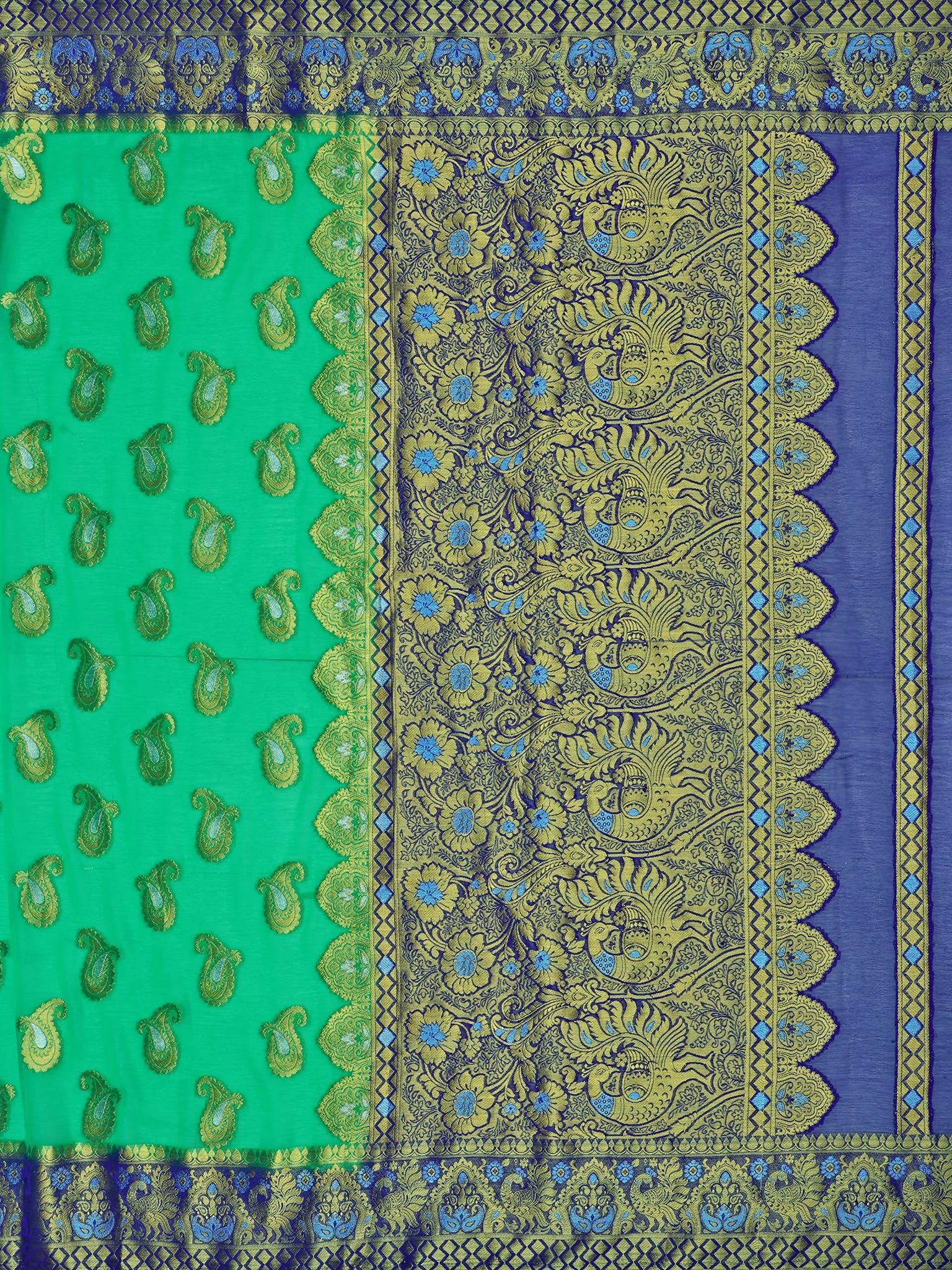 Mimosa Women's Green Banarasi Chiffon Saree - Distacart