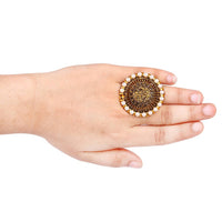 Thumbnail for Tehzeeb Creations Beautiful Ring With White Pearl And Golden Plating