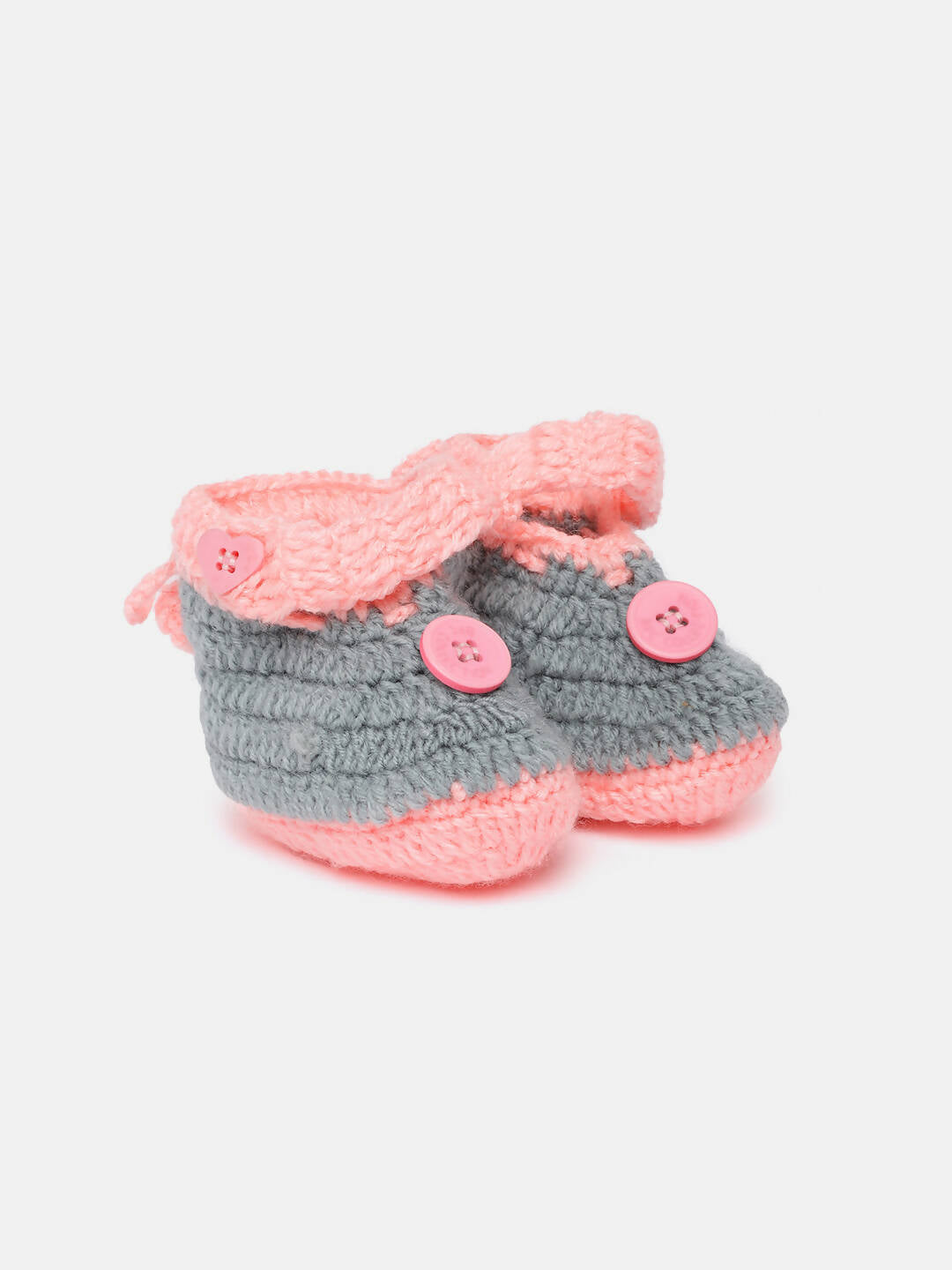 Chutput Kids Woollen Hand Knitted Self Desgin Detailed Booties - Grey - Distacart