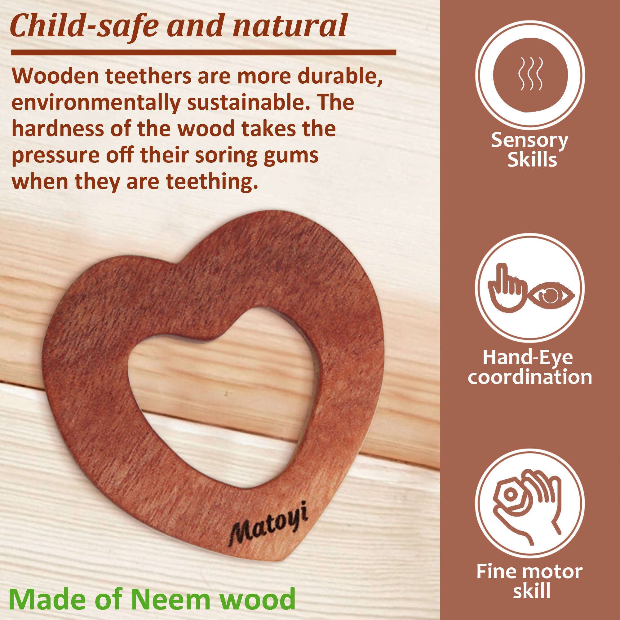Matoyi 3 Wooden Baby Rattles For Kids - Distacart
