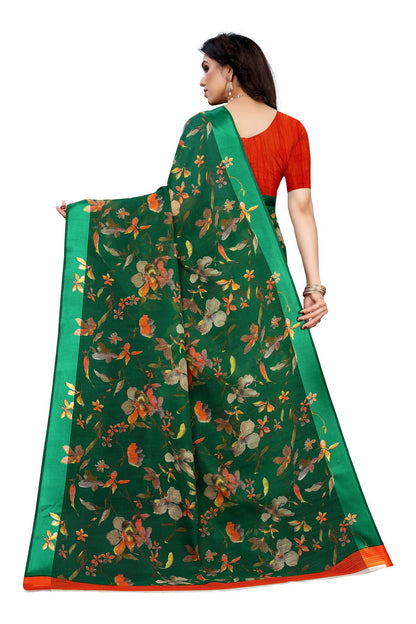 Vamika Green Linen Satin Patta Saree (MANSI GREEN) - Distacart