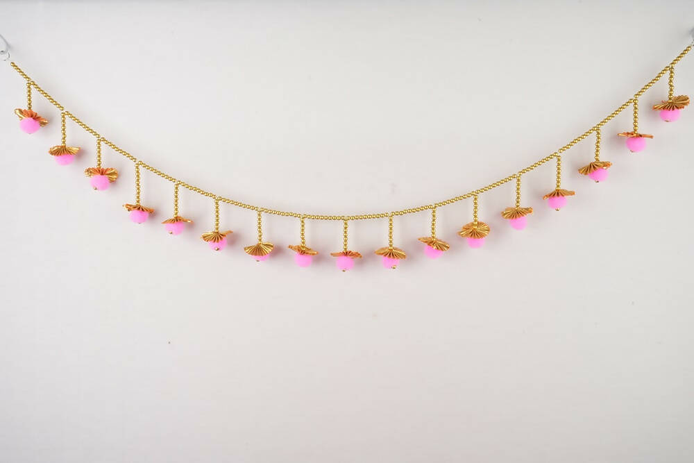 Kundan HandiKrafts Lite Pink Pom Pom Thoranna - Distacart