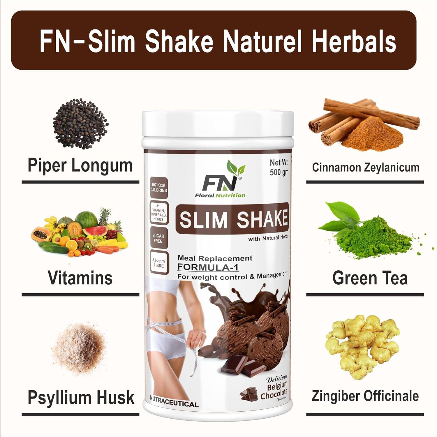 Floral Nutrition Slim Shake Belgium Chocolate Flavor - Distacart