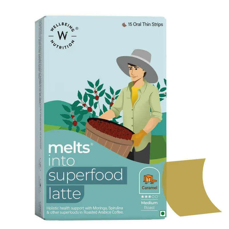 Wellbeing Nutrition Melts Superfood Latte Strips - Caramel Flavor - Distacart