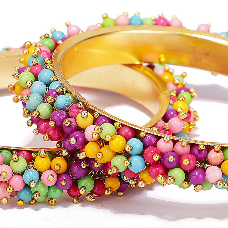 Mominos Fashion Joharkamal Gold-Plated Multi Beads Work Bangles - Distacart