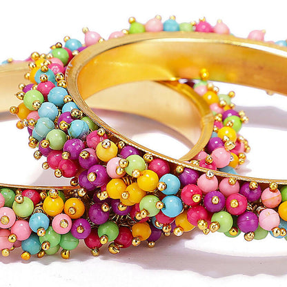 Mominos Fashion Joharkamal Gold-Plated Multi Beads Work Bangles - Distacart
