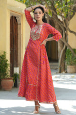 Thumbnail for Juniper Women's Multi Cambric Printed Embroidered Flared Dress - Distacart