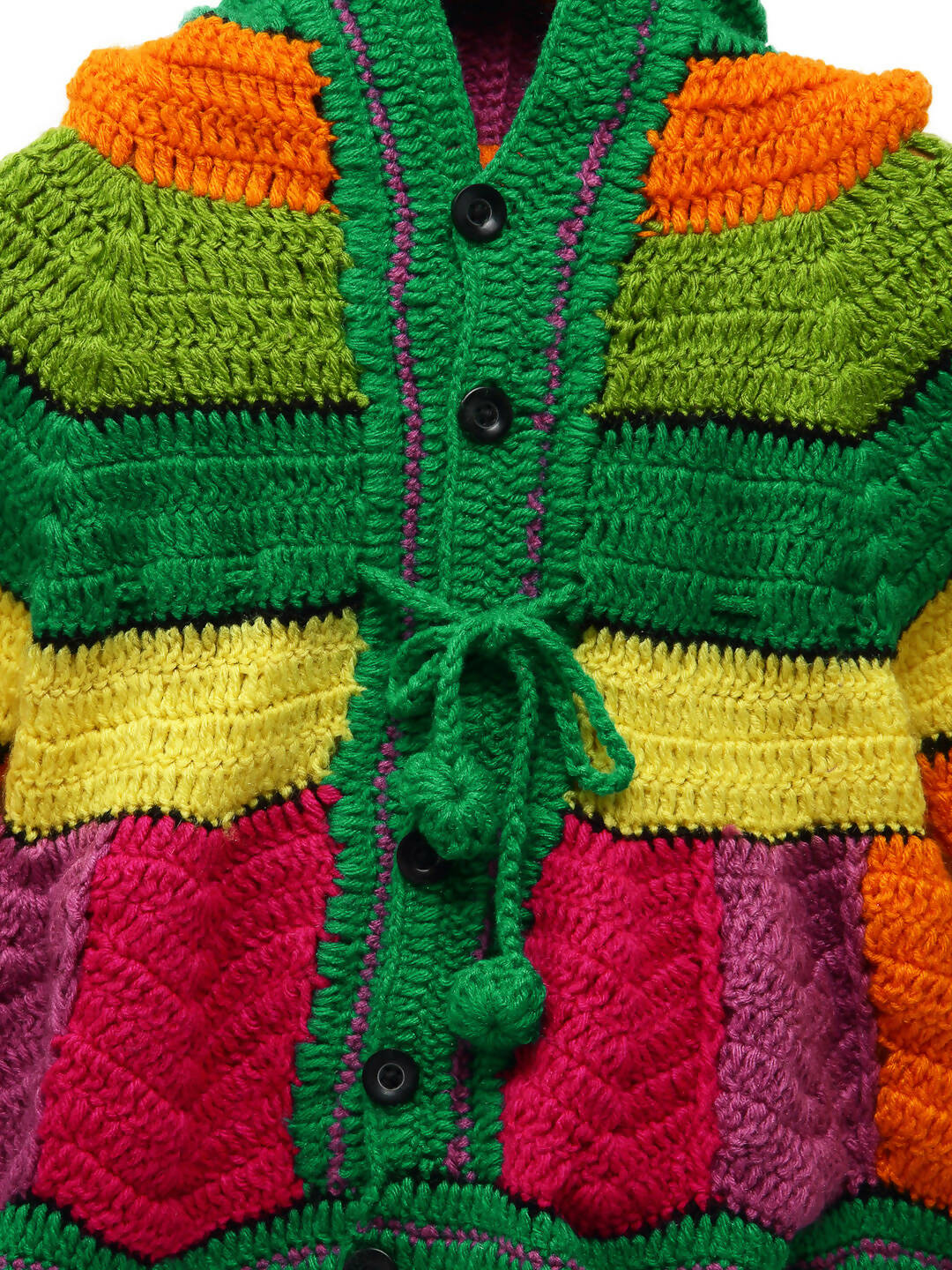 ChutPut Hand knitted Rainbow Hooded Sweater - Multi - Distacart