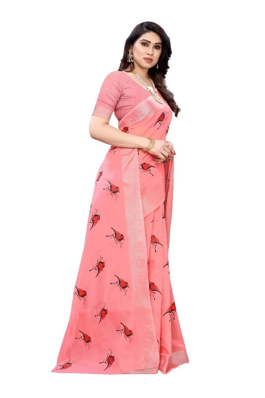  Peach Chanderi Designer Saree (SERIN PEACH)	